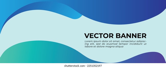 Gradient Blue Waves Vector Banner Template Design