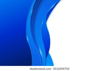 Gradient blue wavy background. Business background with blue elegant waves design and copy space