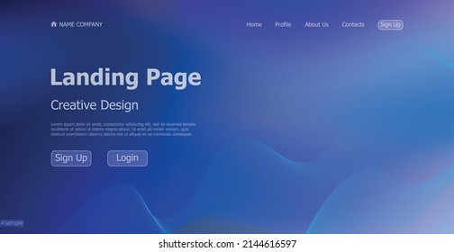 Gradient blue web template landing page digital website landing page design concept - Vector illustration