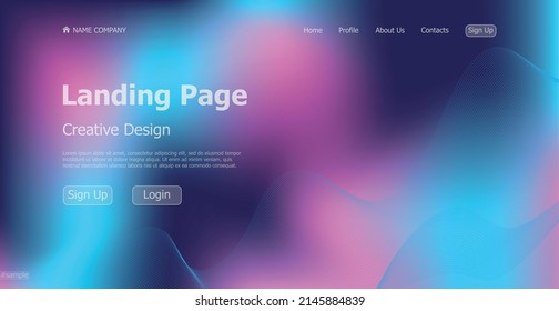 Gradient blue web template landing page digital website landing page design concept - Vector illustration
