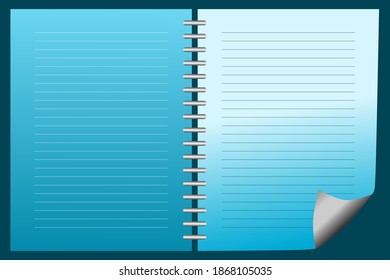 Gradient blue and white striped notebook background