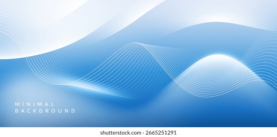 Un fondo azul-verde degradado, de azul claro en la parte superior a azul oscuro en la parte inferior, con líneas onduladas blancas delgadas que corren y fluyen como una gran ola, se siente fresco, tranquilo y moderno.