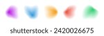 Gradient blur blob shapes. Colored figures with a soft gradation from bright to transparent. Collections of isolated vector elements on a white background.