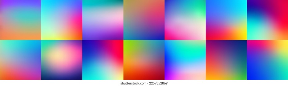 Gradient blur vector background bundle set, Pack of colorful smooth rainbow texture