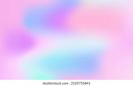 Fondo borroso degradado. Efecto vidrio acanalado. Colores pastel azul, púrpura y rosa. Diseño futurista. Un telón de fondo de ensueño. Ilustración vectorial. Textura holográfica ondulada.