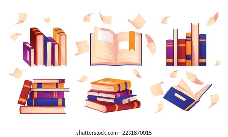 Gradient books set. Collection of graphic elements for website. Education, training and learning, love of reading and literature. Cartoon flat vector illustrations isolated on white background