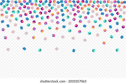 Gradient Box Vector Transparent Background. Multicolored Shiny Element Presentation. Abstract Cube Cover. Bright Polygon Business Template.