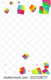Gradient Box Vector Transparent Background. Holographic Abstract Confetti Brochure. Structure Rhombus Paper. Bright Block Perspective Wallpaper.