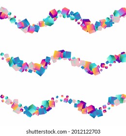 Gradient Box Vector White Background. Holographic Style Confetti Presentation. Abstract Polygon Paper. Multicolored Element Geometric Wallpaper.