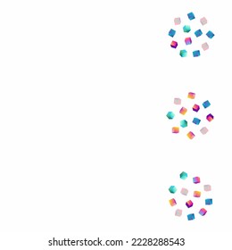 Gradient Box Vector White Background. Multicolored Shiny Rhombus Image. Abstract Confetti Wallpaper. Holographic Brick Graphic Paper.