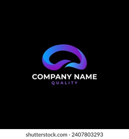 Gradient Brain Modern Minimalist Logo Template Vector Icon Illustration. Idea Intelligence Knowledge Neurology Think
