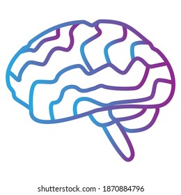 Gradient brain on a white background. Icon of the mind and fantasy of a person. Icon for logo, application pictogram, banner.