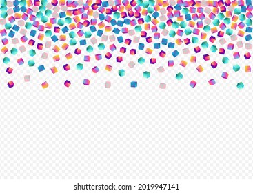Gradient Brick Vector Transparent Background. Bright Structure Cube Image. Business Confetti Cover. Multicolored Element Style Presentation.