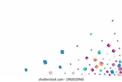 Gradient Brick Vector White Background. Holographic Abstract Rhombus Wallpaper. Metal Element Paper. Multicolored Confetti Shiny Template.