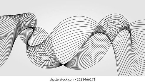 Gradient Bright Abstract background with Black wavy crossing lines