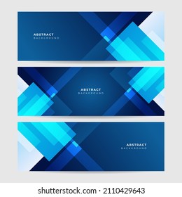 Fondo de diseño de pancarta geométrica amplia con un degradado azul brillante abstracto memphis