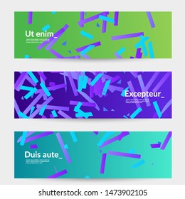Gradient bright color banner templates. Abstract colorful stripes over bright background. Paper cut pieces. Modern vector graphic design Layered isolated vector background. 