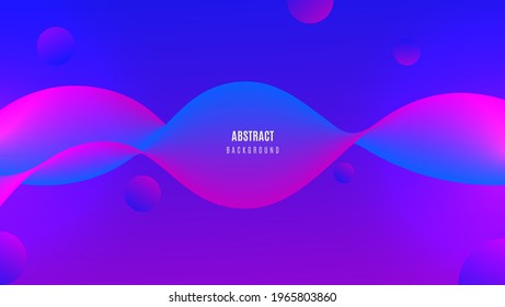 Gradient Bright Colorful, Abstract Wave Element In Purple Background. Can Be Used For Presentation, Landing Page, Banner Or Wallpaper.