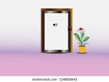 Gradient brown and pink background illustration concept front office room design vector EPS-10