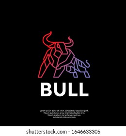 gradient bull polygon logo, modern icon vector design