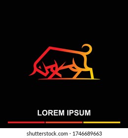 gradient bull polygon logo, modern icon vector design