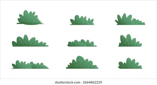 Gradient Bush Flat Set Illustration 