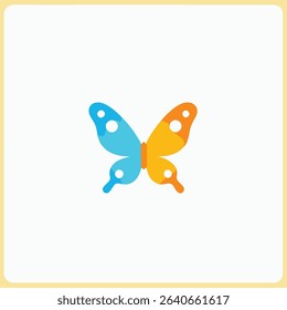 Gradient Butterfly Icon: Blue and Orange with White Spots
