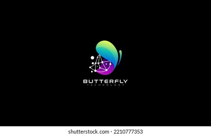 Gradient Butterfly logo technology vector, symbol, icon. abstract style