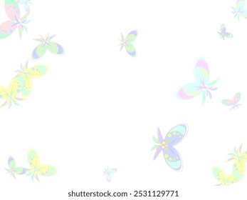 Gradient butterfly scattered shape seamless pattern vector illustration. Random butterfly silhouettes