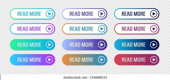 Gradient button collection for UI and wab design. Flat isolated vector illustration