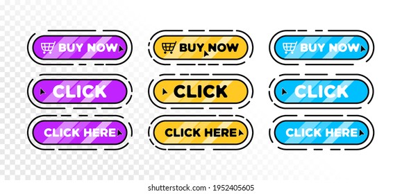 Gradient button set for website design vector illustration.
