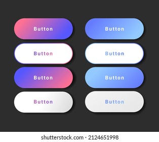 Gradient button switch for mobile web illustration set. Mobile, toggle, switch, ui, 3D. Vector drawing. Hand drawn style.