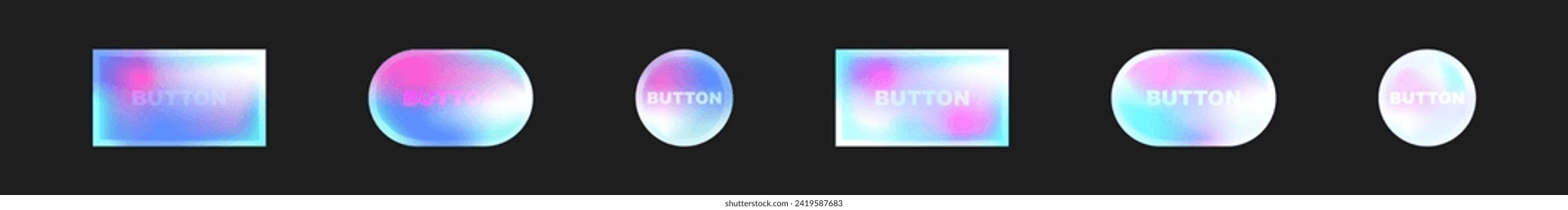 Gradient button vector set. Colorful glossy buttons interface design element.