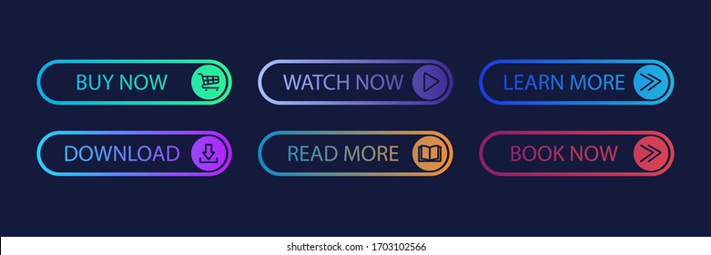 Gradient buttons for app design. Web icon set. Download icon.