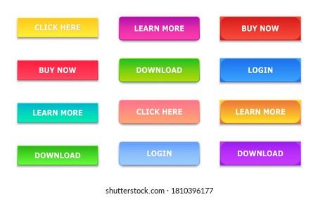 Gradient buttons. Rectangular next page button. Colorful gradients web icons. vector.