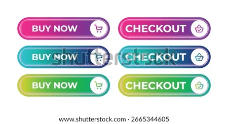 Gradient Buy Now and Checkout Buttons Set for Ecommerce UI