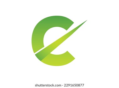 Gradient C letter logo design with swoosh, Vector illustration