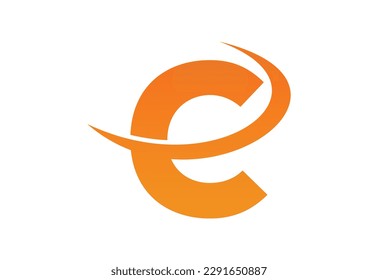 Gradient C letter logo design with swoosh, Vector illustration