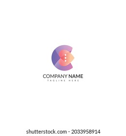 Elementos de plantilla de diseño de iconos de logotipo C degradado 