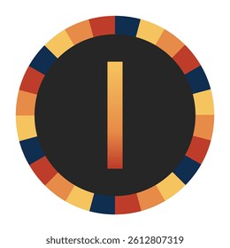 Gradient CAPITAL Letter I in Warm Orange, Red, and Yellow with Circular Frame in Blue, Red, and Yellow Tones