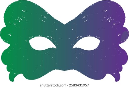 A gradient carnival mask with a vintage texture. A symbol of masquerade, celebration, mystery, and mysticism. Suitable for design, holidays, carnivals, and themed events.