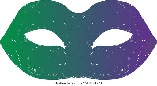 A gradient carnival mask with a vintage texture. A symbol of masquerade, celebration, mystery, and mysticism. Suitable for design, holidays, carnivals, and themed events.