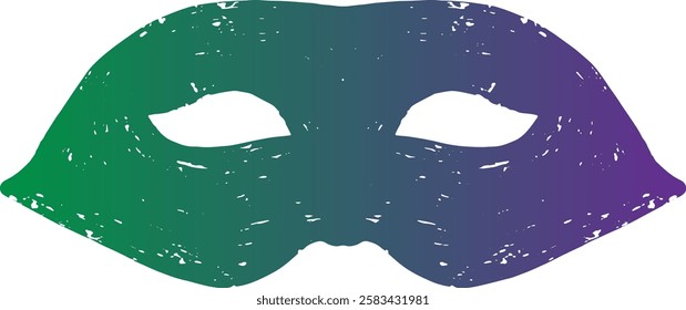 A gradient carnival mask with a vintage texture. A symbol of masquerade, celebration, mystery, and mysticism. Suitable for design, holidays, carnivals, and themed events.