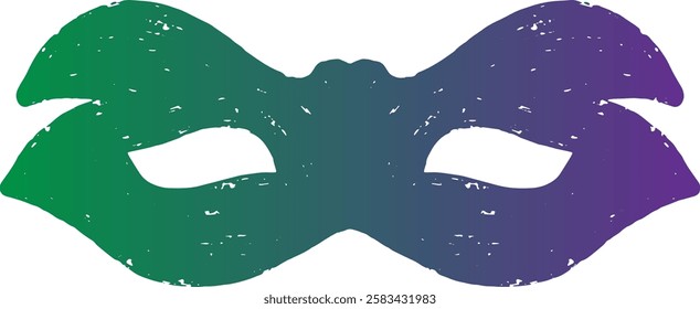 A gradient carnival mask with a vintage texture. A symbol of masquerade, celebration, mystery, and mysticism. Suitable for design, holidays, carnivals, and themed events.