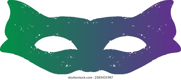 A gradient carnival mask with a vintage texture. A symbol of masquerade, celebration, mystery, and mysticism. Suitable for design, holidays, carnivals, and themed events.