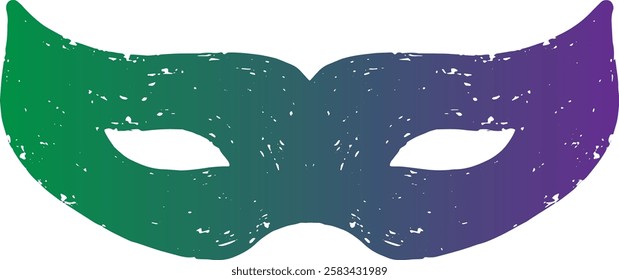 A gradient carnival mask with a vintage texture. A symbol of masquerade, celebration, mystery, and mysticism. Suitable for design, holidays, carnivals, and themed events.