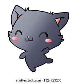 gradient cartoon illustration of cute kawaii cat