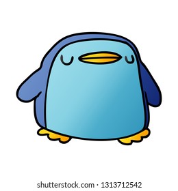 ilustración de caricatura de gradiente kawaii de un pingüino lindo