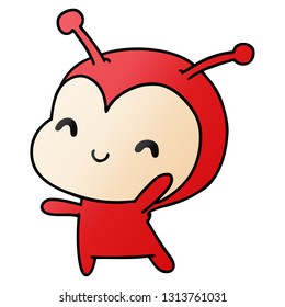 gradient cartoon illustration kawaii of a cute lady bug