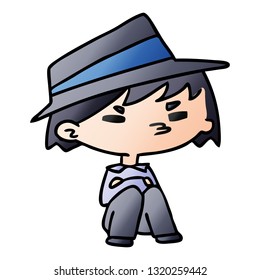gradient cartoon illustration of a kawaii cute boy